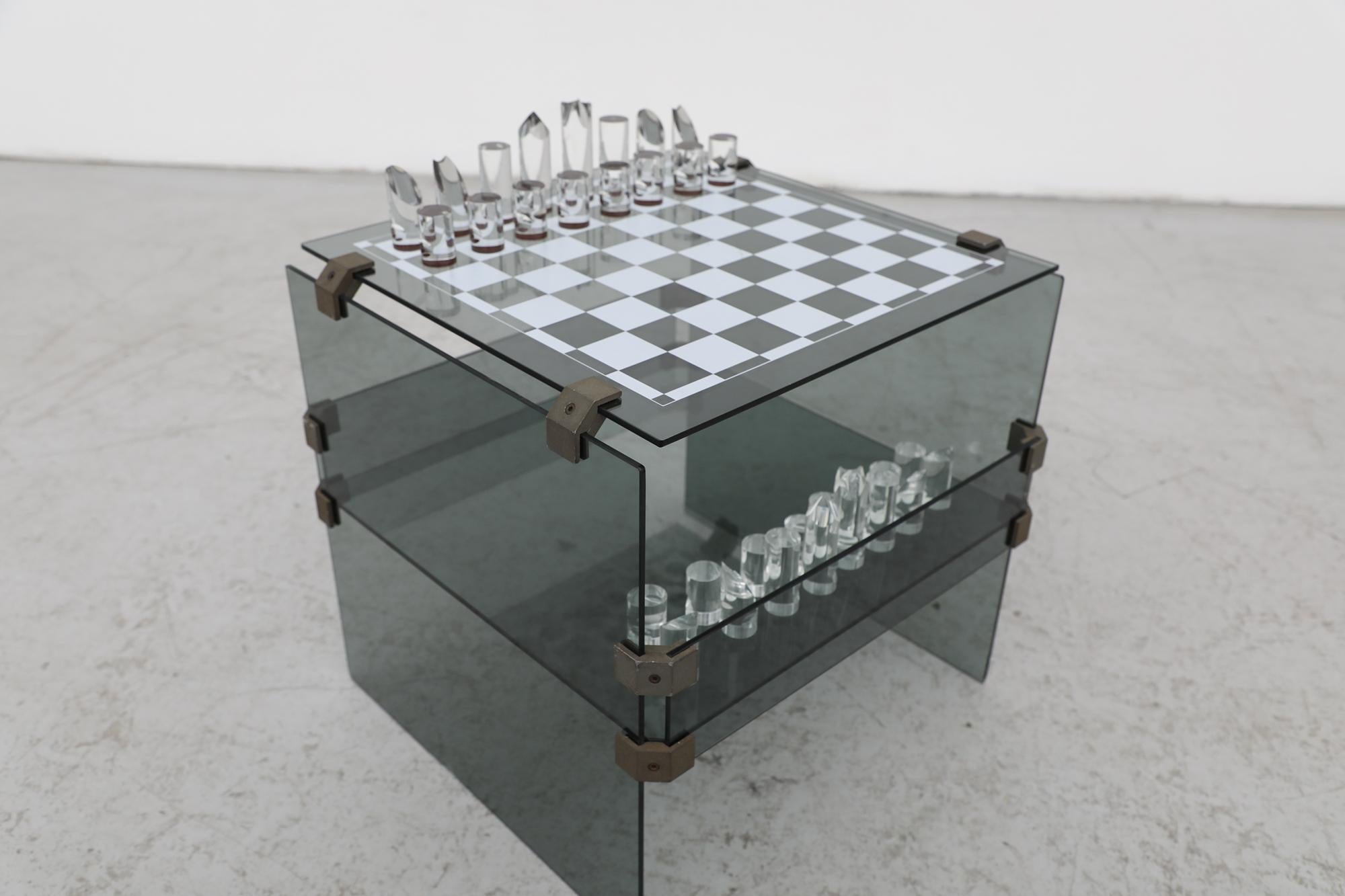 Sottsass Inspired 1970s Smoked Glass Chess Table 2
