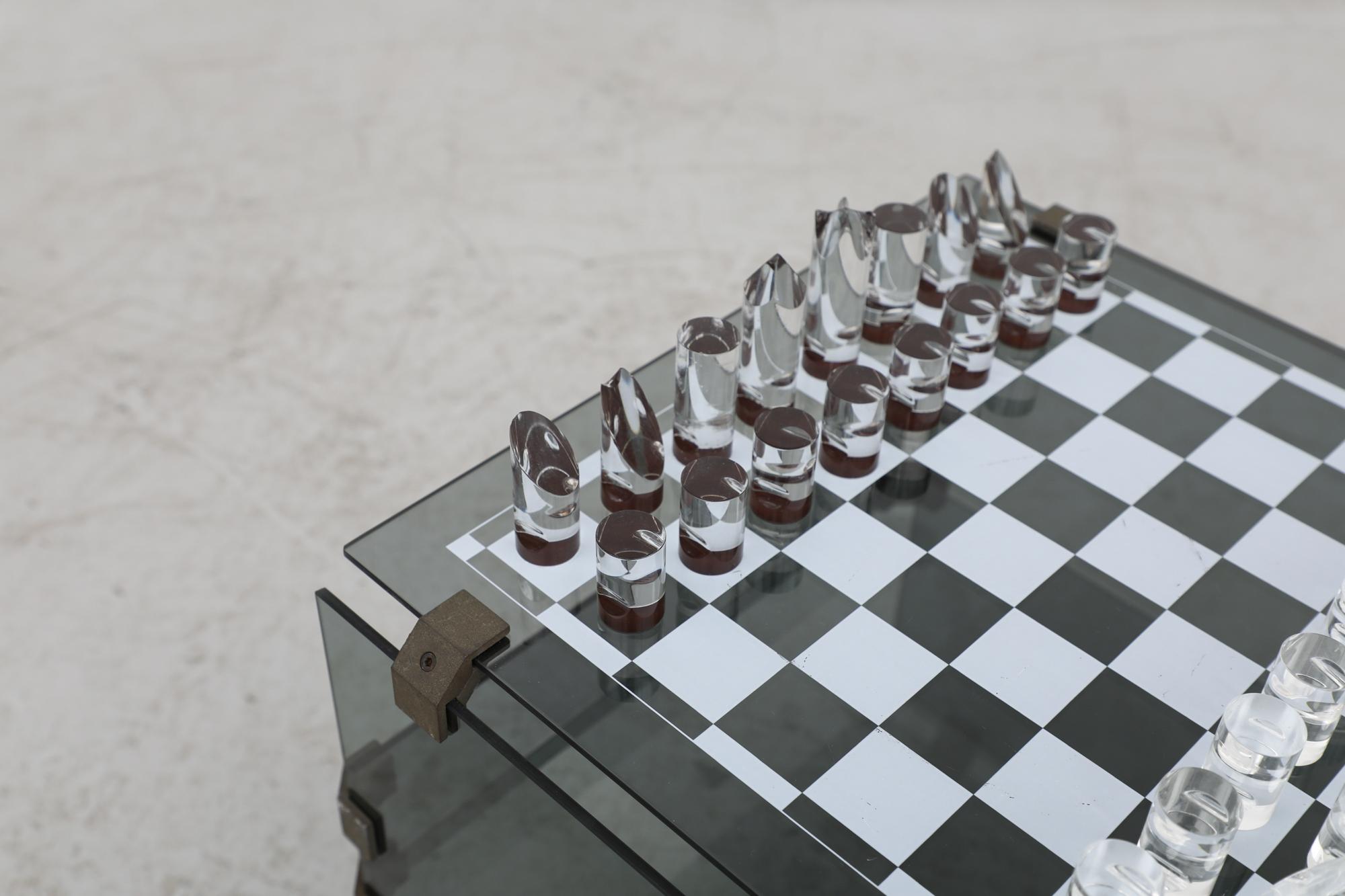 Sottsass Inspired 1970s Smoked Glass Chess Table 3