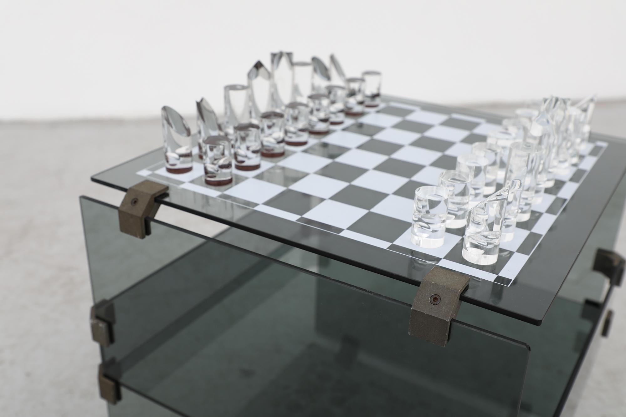Sottsass Inspired 1970s Smoked Glass Chess Table 4