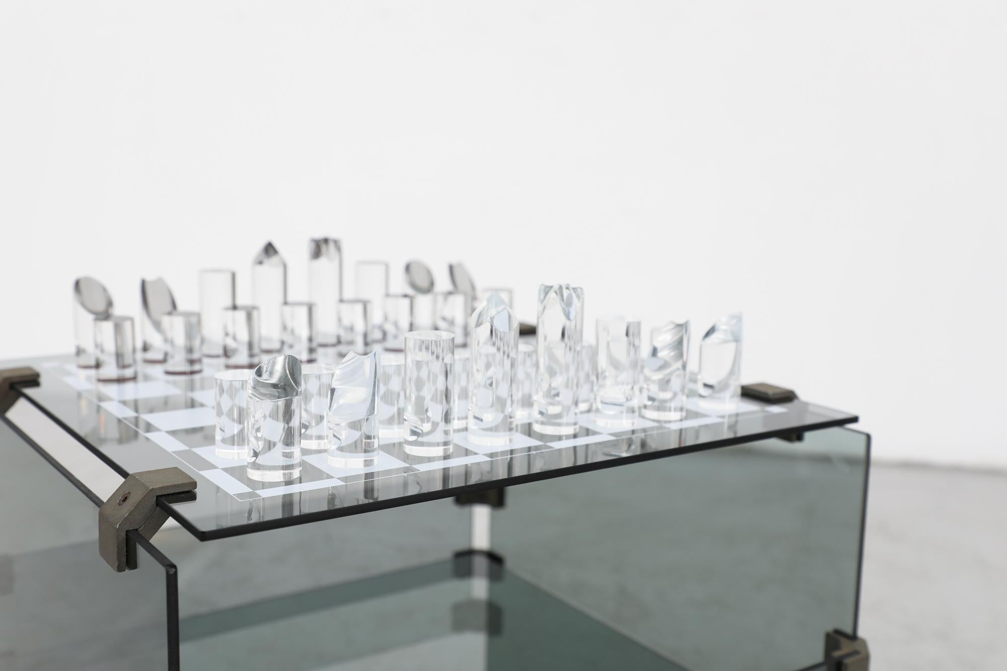 Sottsass Inspired 1970s Smoked Glass Chess Table 5