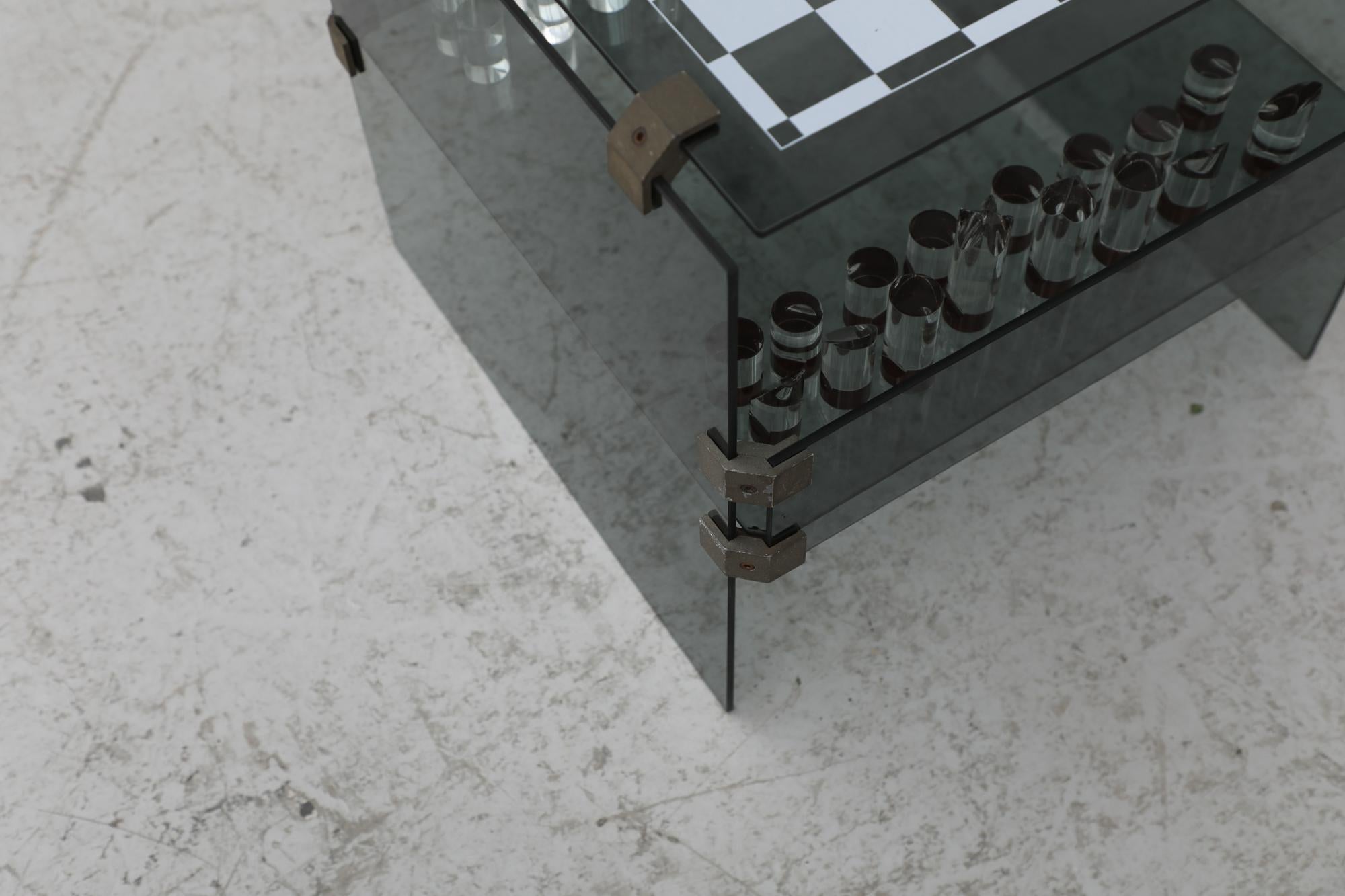 Sottsass Inspired 1970s Smoked Glass Chess Table 10