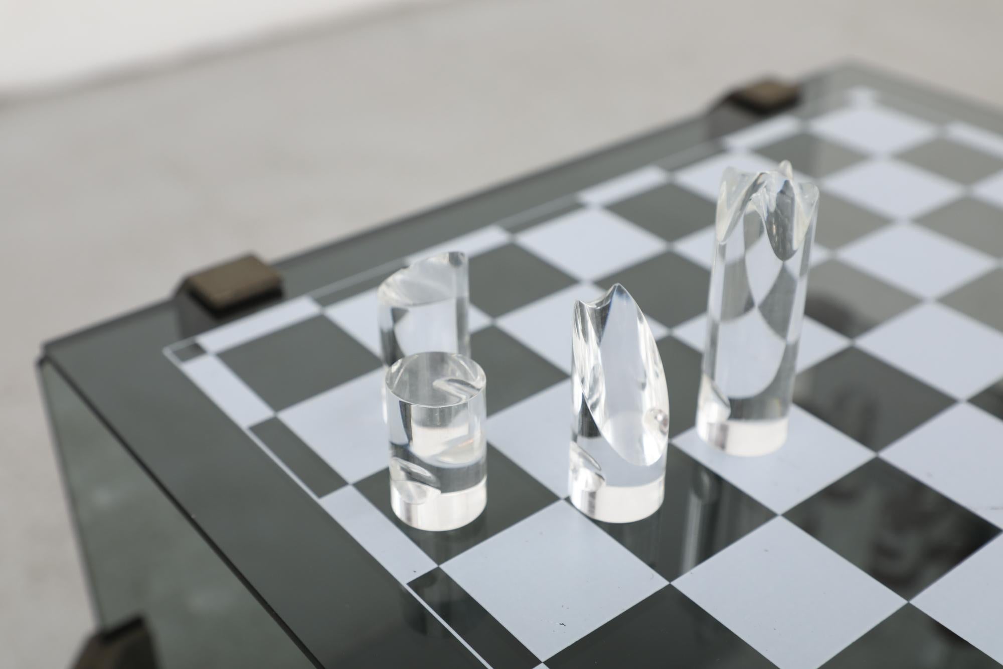 Sottsass Inspired 1970s Smoked Glass Chess Table 11