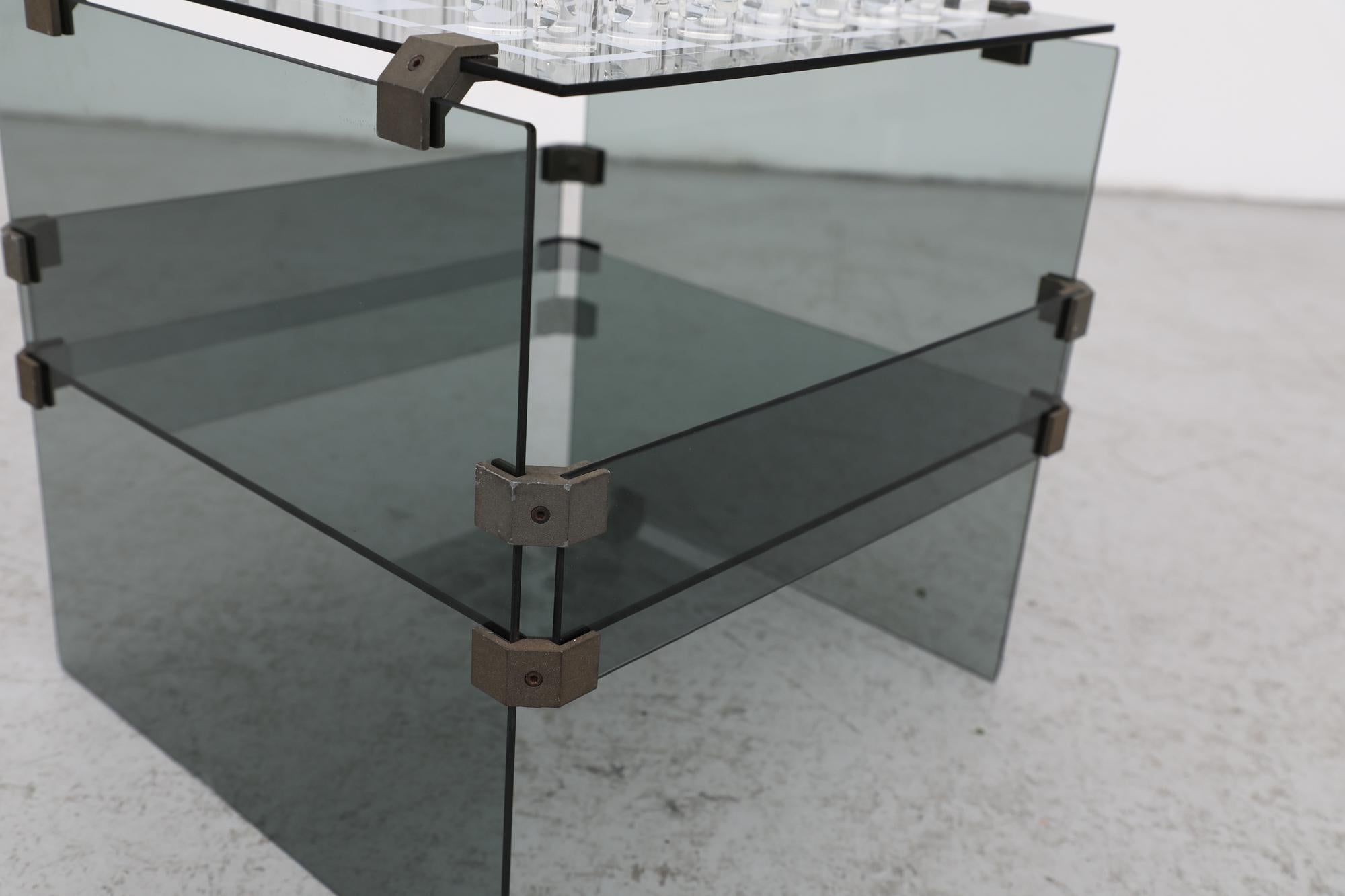 Sottsass Inspired 1970s Smoked Glass Chess Table 1