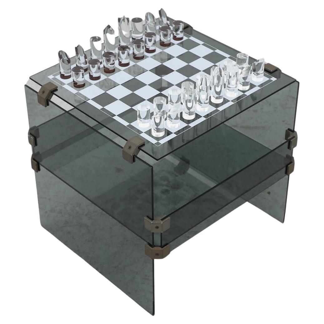 Sottsass Inspired 1970s Smoked Glass Chess Table