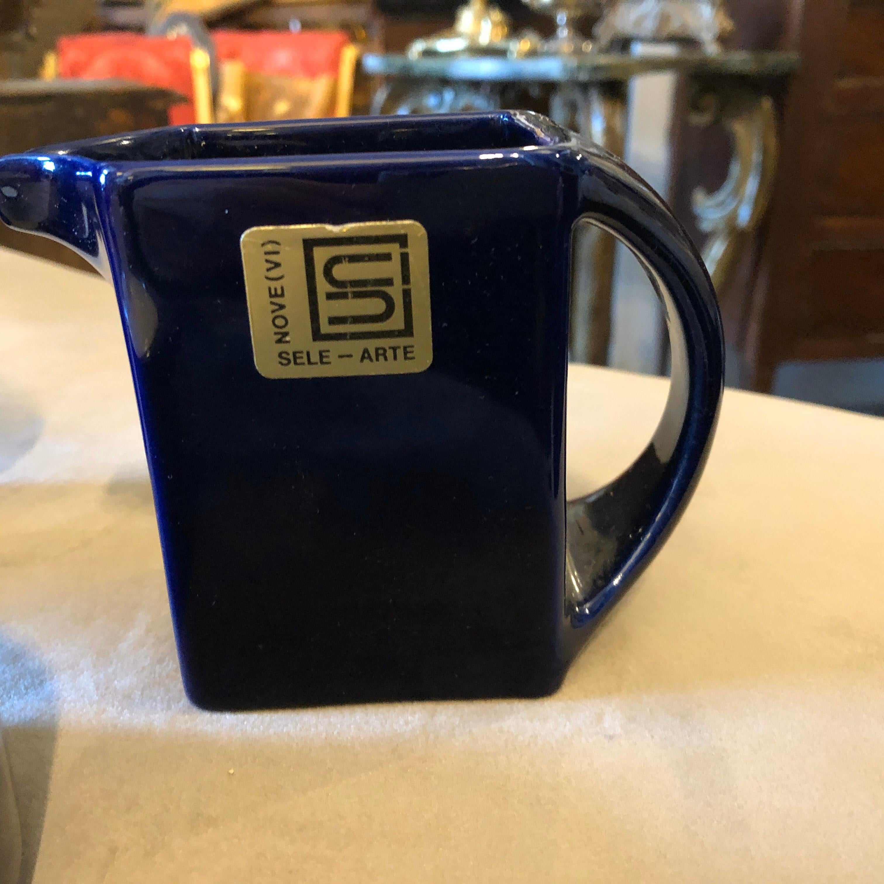 Sottsass Style Blue and White Ceramic Tea Set by Sele Arte, circa 1980 2