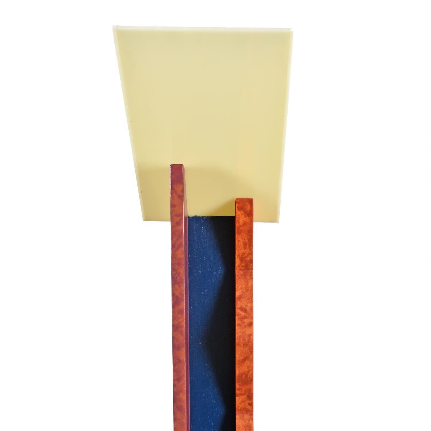 Hardwood Sottsass Style Memphis Floor Lamp by Neophile Limited Edition Furniture 1988 For Sale
