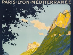 Soubie, Poster turistico originale PLM, Delfinato, Ferrovie, Montagna, Convento, 1920