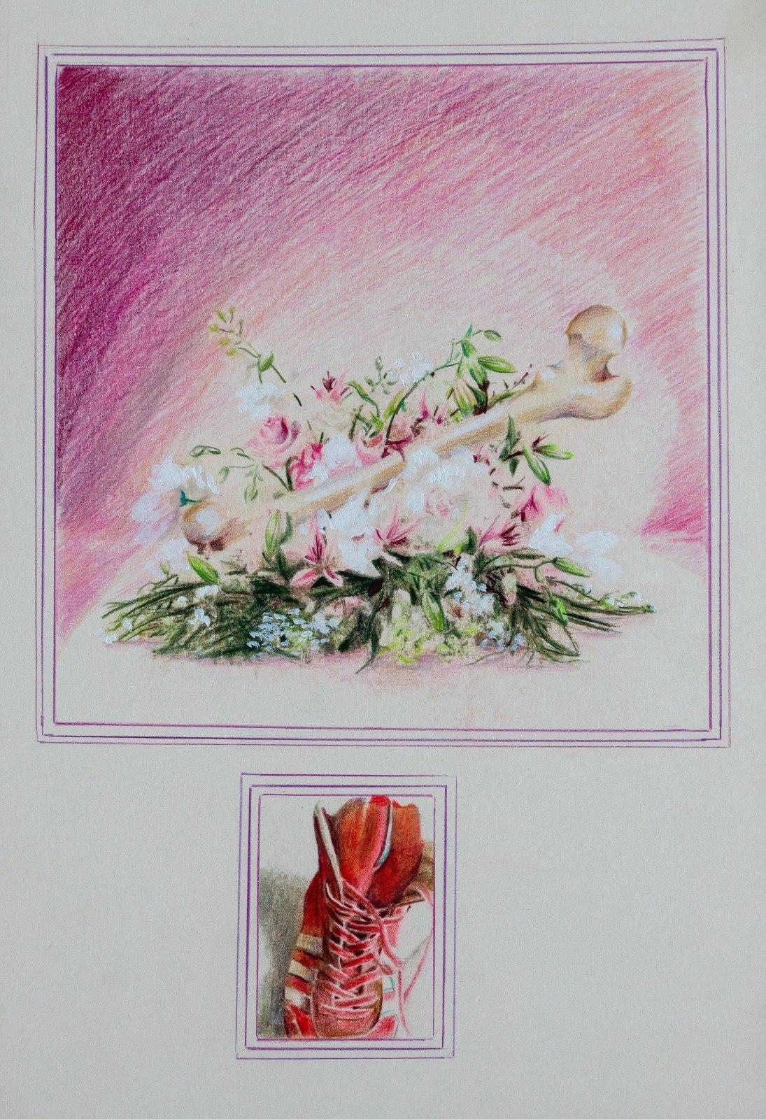 Champions remaining pieces - Malerei, Farbstift auf Karton