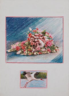 Traum und Hoffnung - Malerei, Farbstift auf Karton