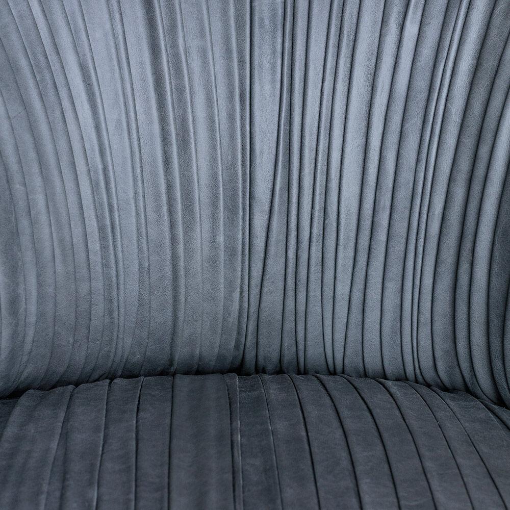 Pelle Sedia Souffle in pelle grigio acciaio increspata di Kelly Wearstler in vendita