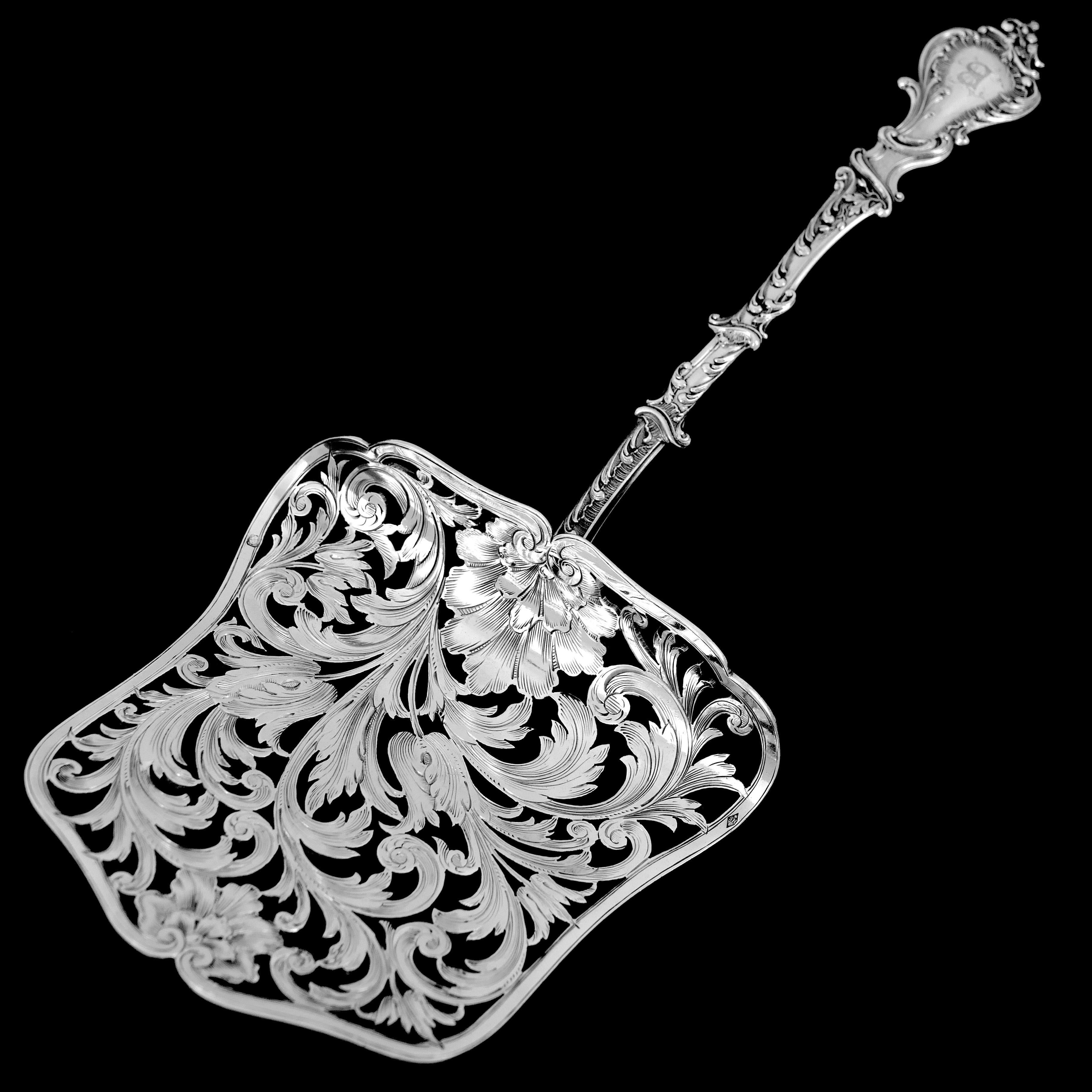 Soufflot French All Sterling Silver Asparagus Pastry Server For Sale 5