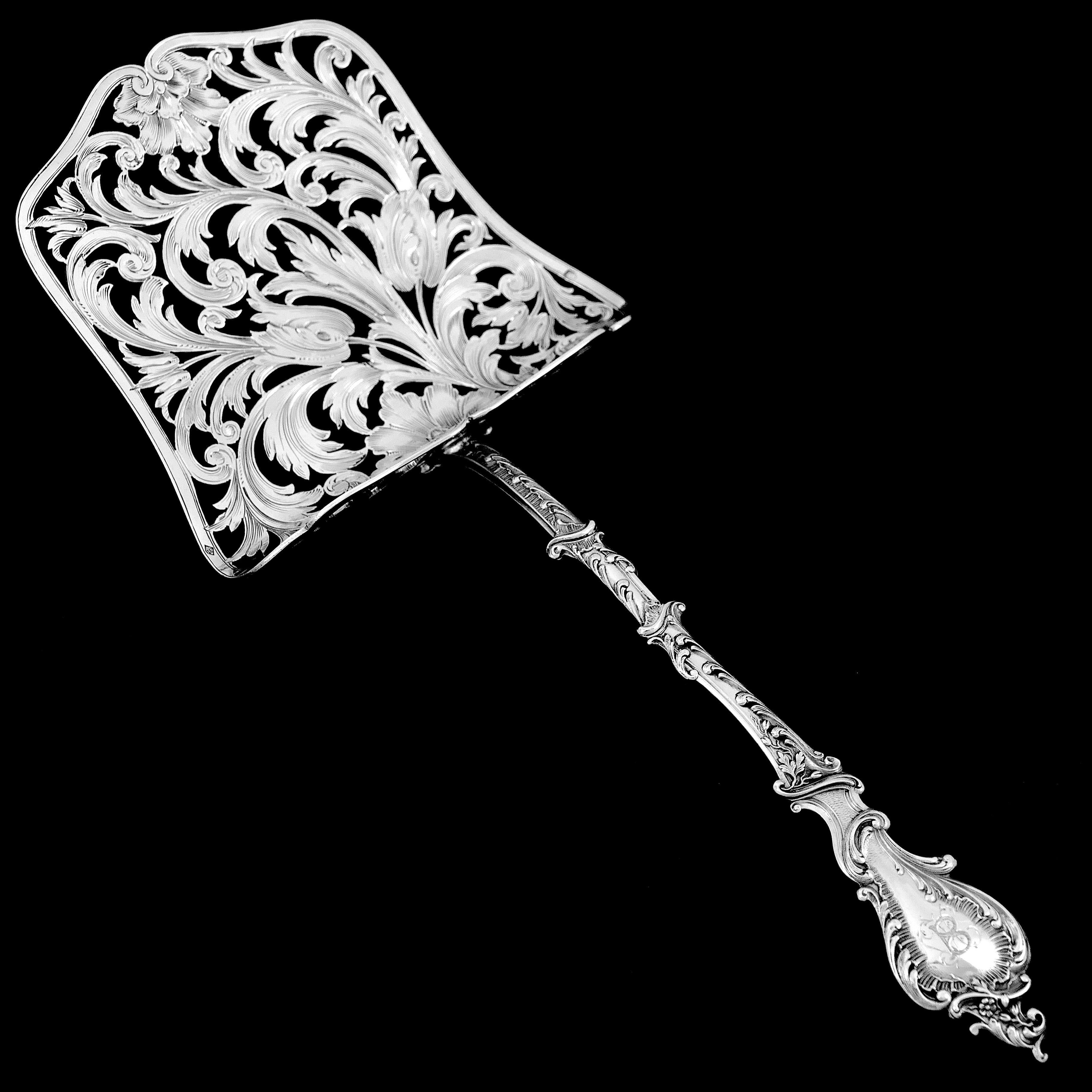 Soufflot French All Sterling Silver Asparagus Pastry Server In Good Condition For Sale In TRIAIZE, PAYS DE LOIRE