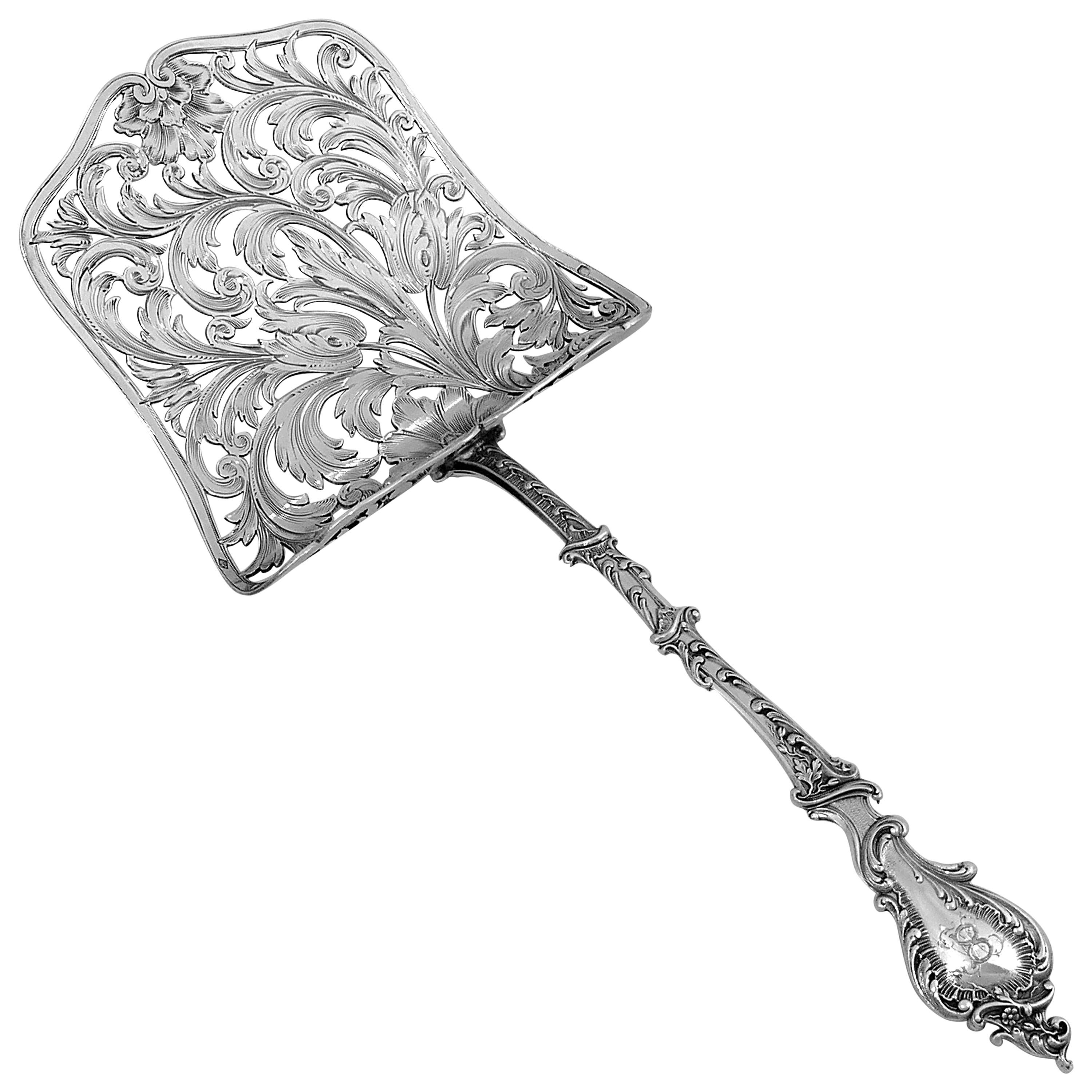 Soufflot French All Sterling Silver Asparagus Pastry Server For Sale