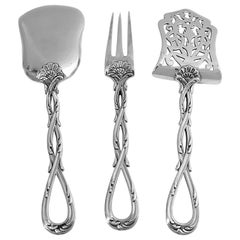 Soufflot French All Sterling Silver Dessert Set 3-Piece, Royal Puiforcat Model