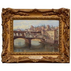 Sought after 19th Century Woman Painter Antoinetta Brandeis, Ponte Vecchio