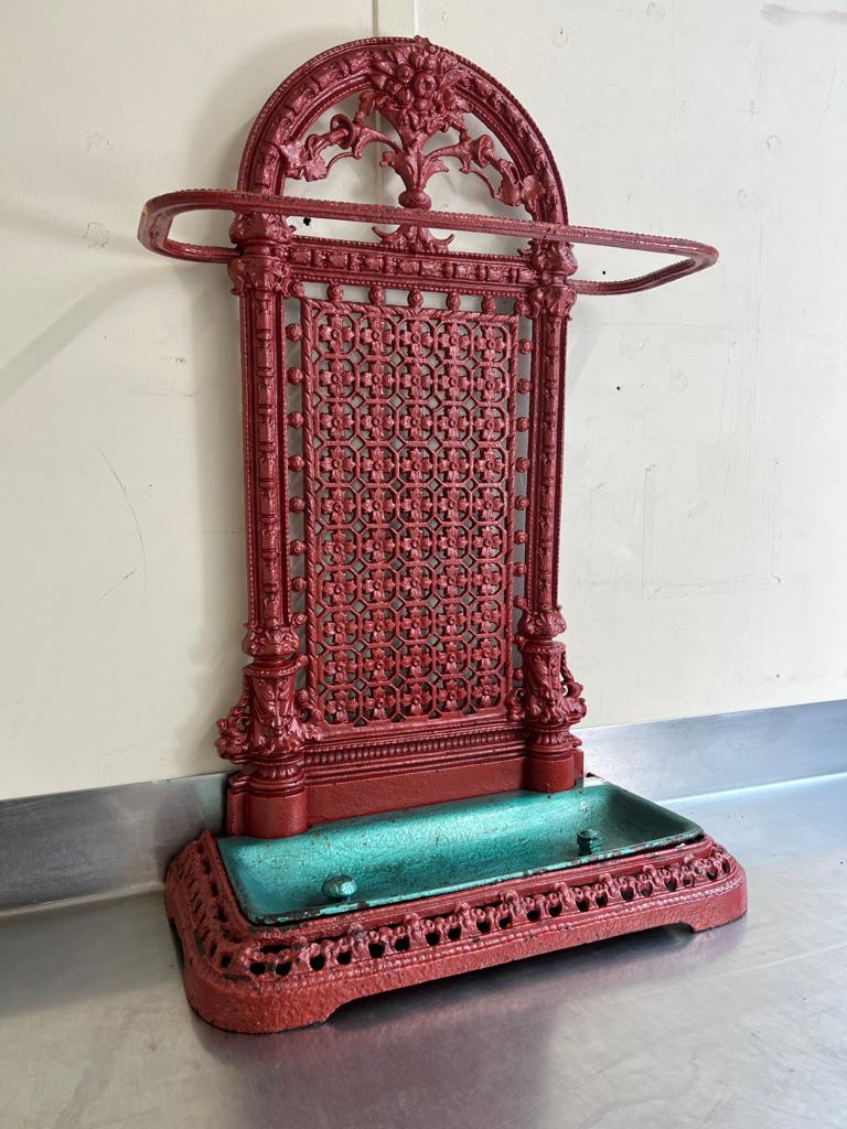 Victorian Sought After circa 1880 Vintage Large French Wrought Iron Umbrella Stand For Sale