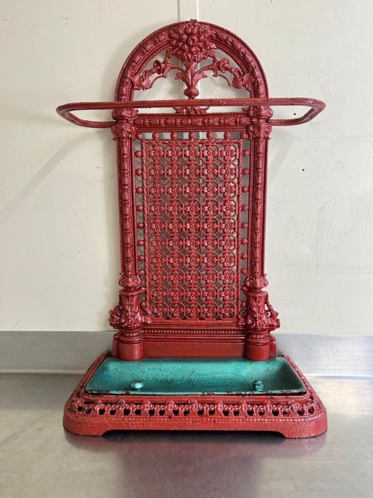 Sought After circa 1880 Vintage Large French Wrought Iron Umbrella Stand In Good Condition For Sale In Markington, GB
