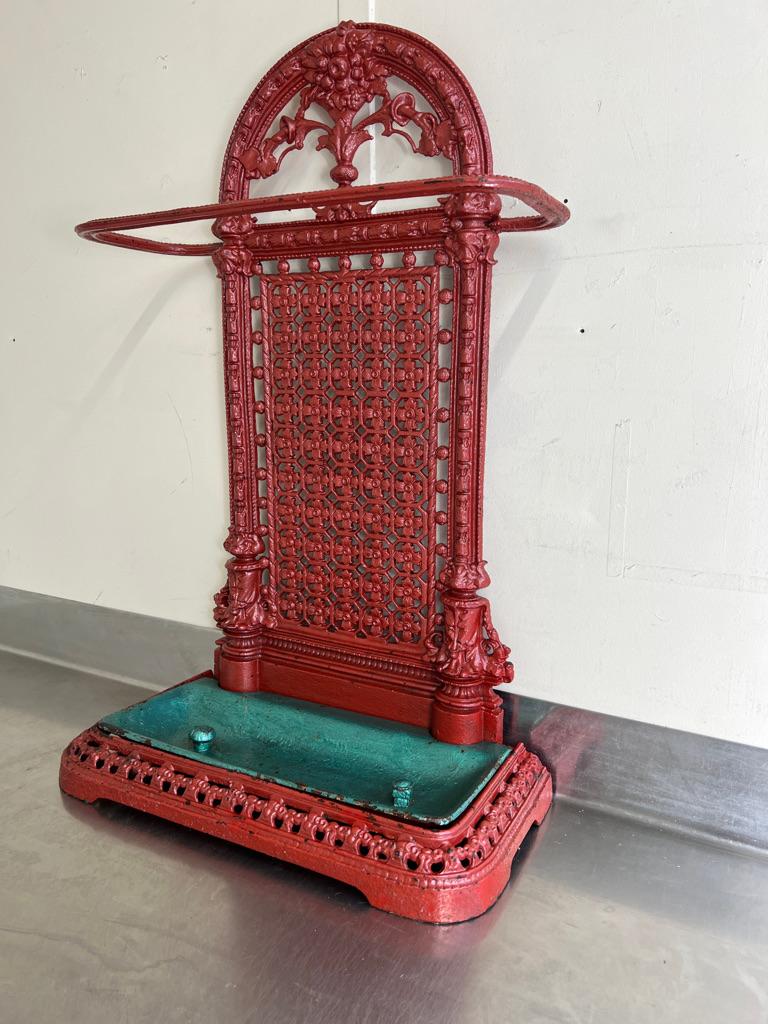 Metal Sought After circa 1880 Vintage Large French Wrought Iron Umbrella Stand For Sale