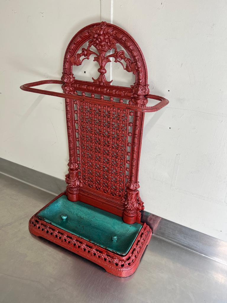 Sought After circa 1880 Vintage Large French Wrought Iron Umbrella Stand For Sale 1