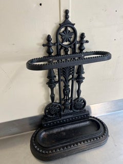 Sought After circa 1910 Edwardian Vintage Gothic Wrought Iron Umbrella Stand