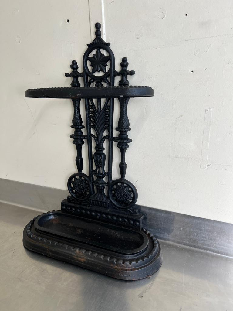 Metal Sought After circa 1910 Edwardian Vintage Large Wrought Iron Umbrella Stand For Sale