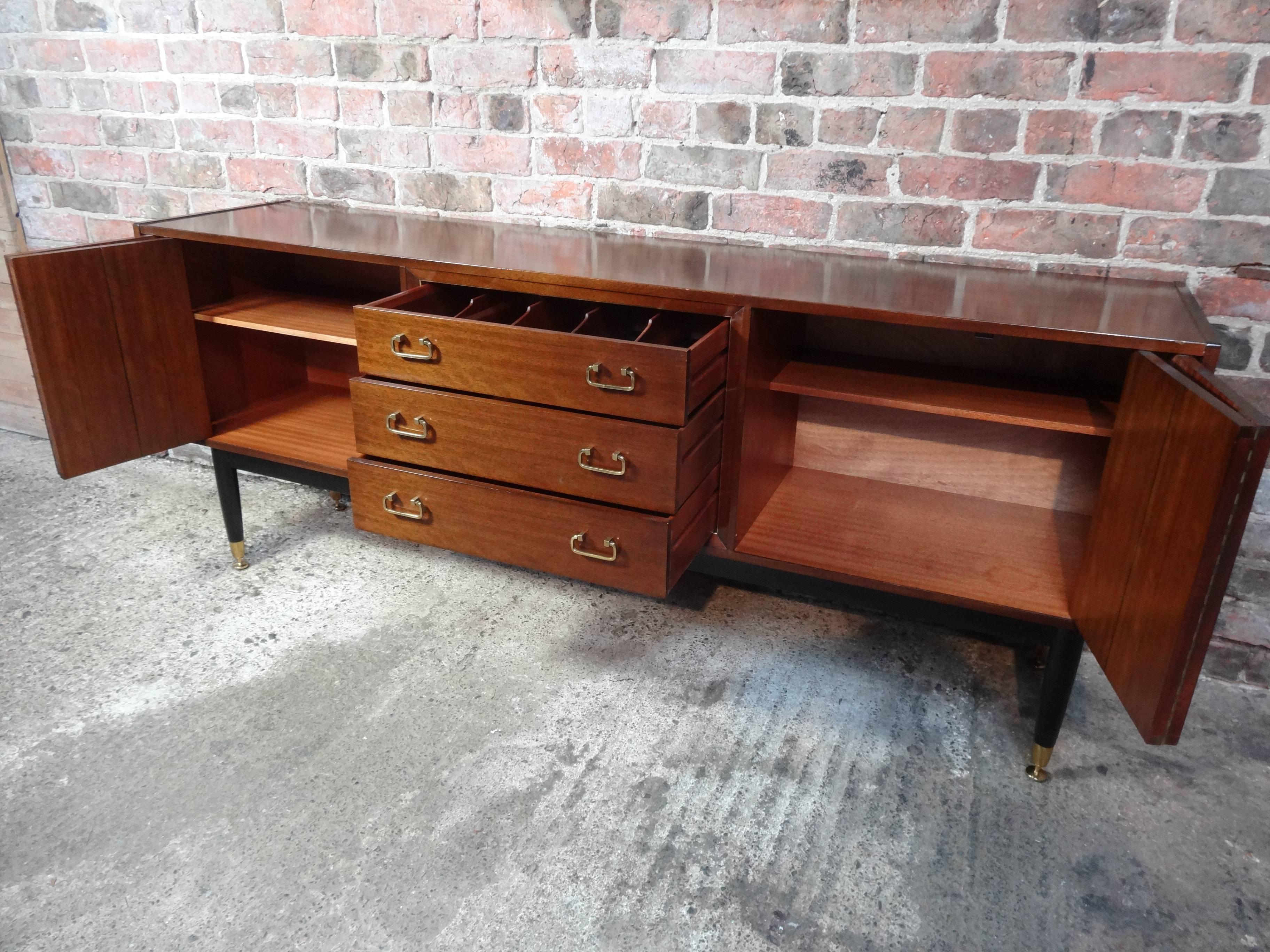 Sought after Vintage Retro E Gomme Teak Sideboard with Brass Handles from 1950s 3