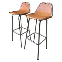  Vintage 3 Original Leather selected by Charlotte Perriand Stools for Les Arcs