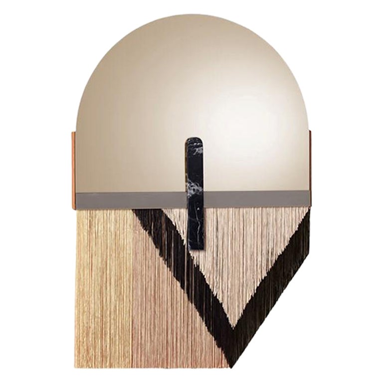 Miroir Souk noir, Nero Marquina avec miroir en bronze et nickel