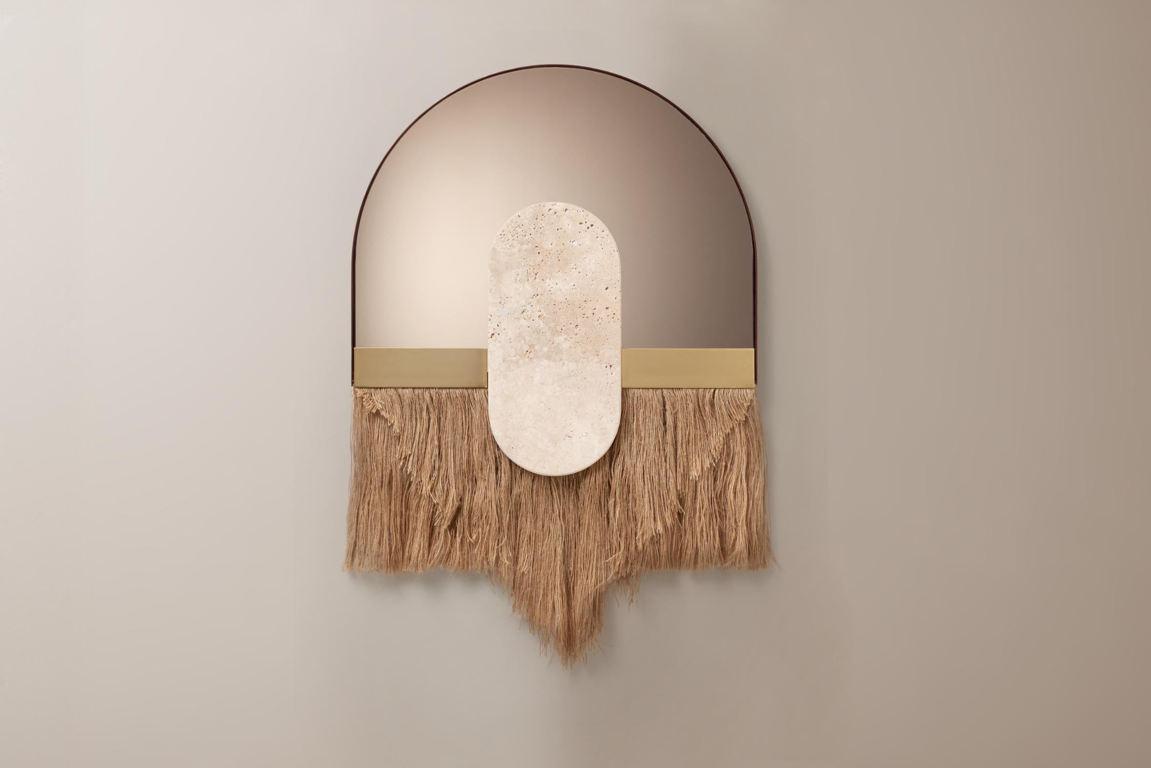 Portuguese Soul Ecru Linen Mirror by Dooq For Sale