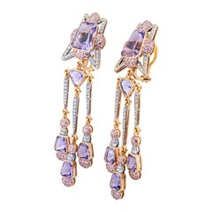 Olympus Art Certified Soul Healer Amethyst and Sapphire and Diamond Earrings