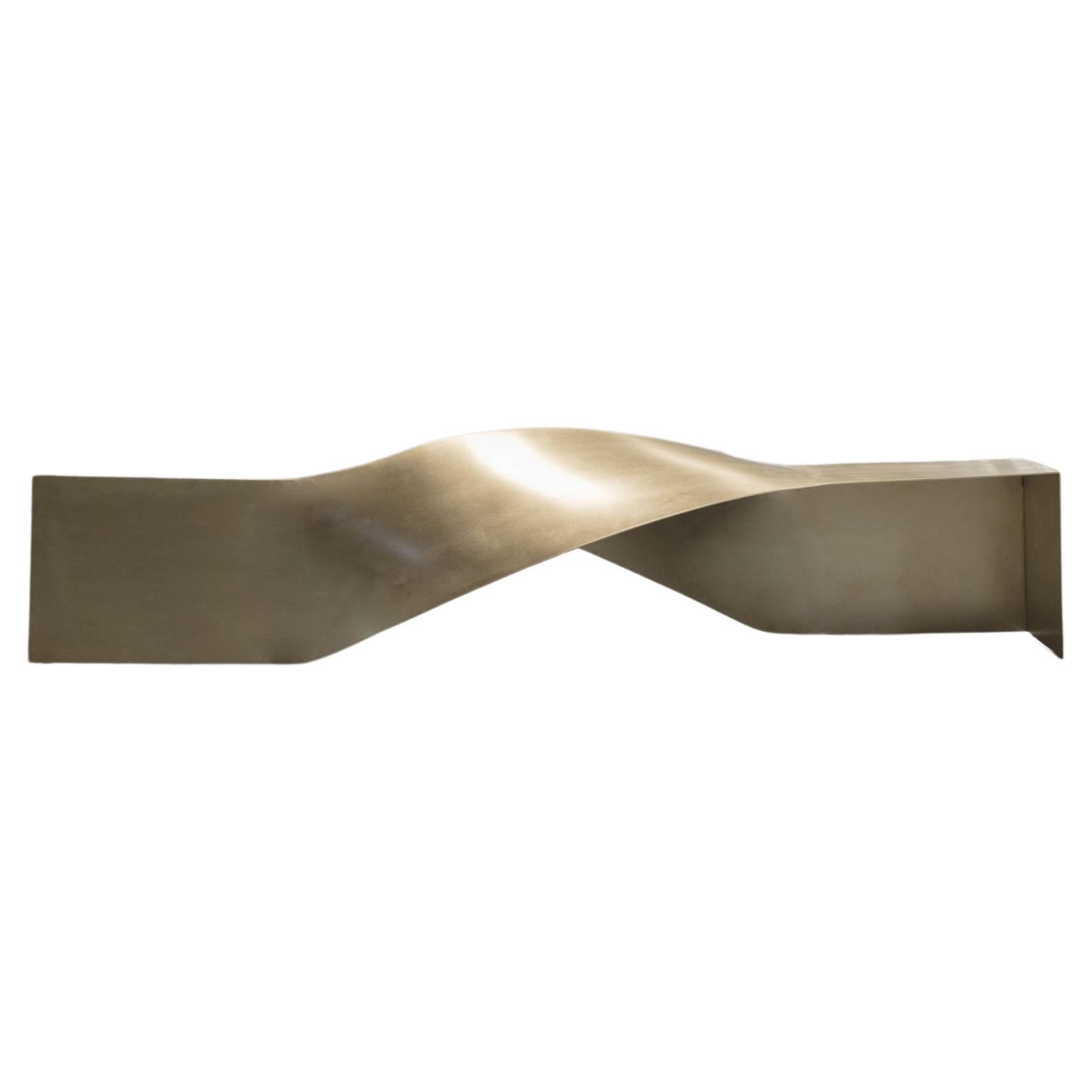 Soul Sculpture Bench in Brass Natural Gold Large by Veronica Mar