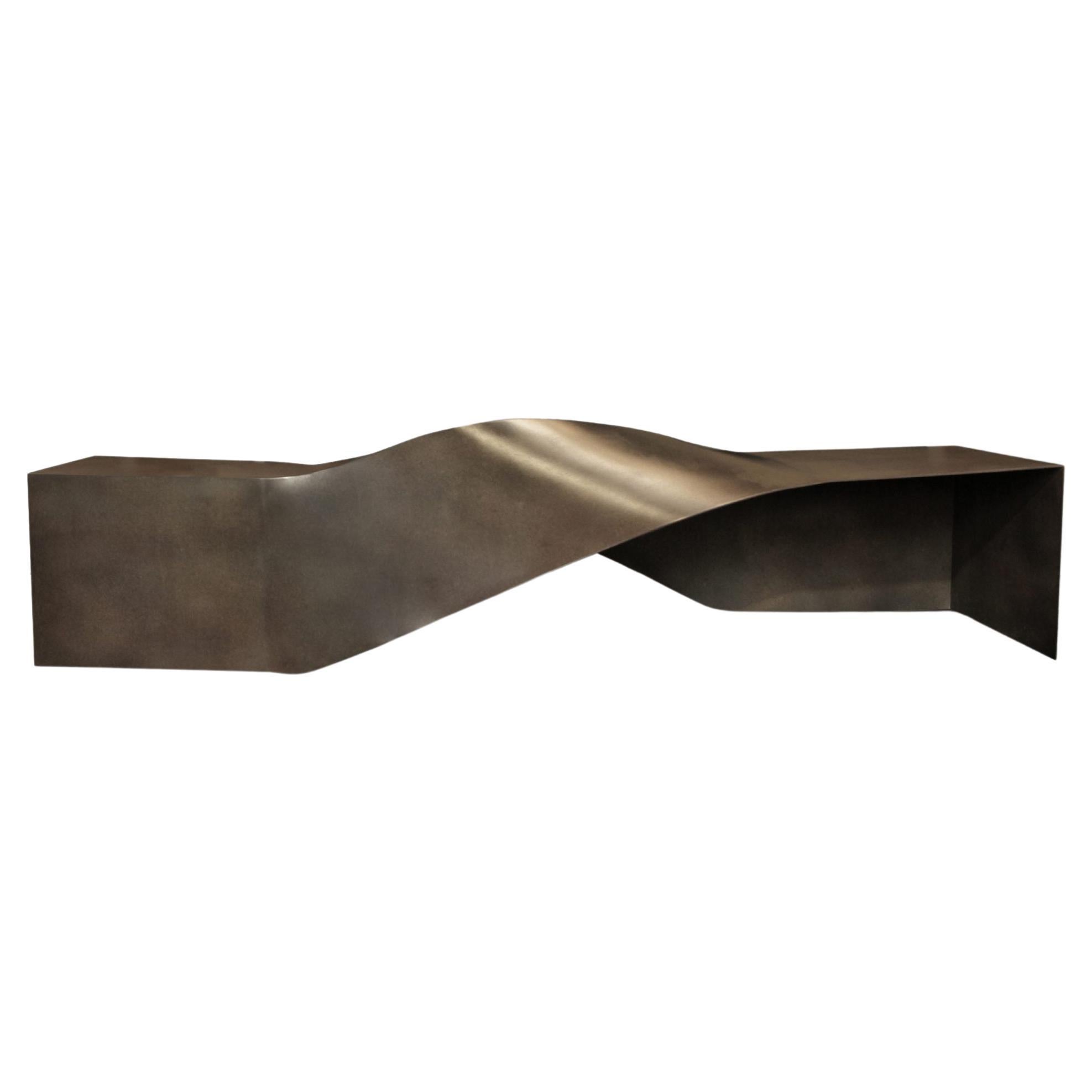 Soul Sculpture Bench in Natural Brass Large by Veronica Mar