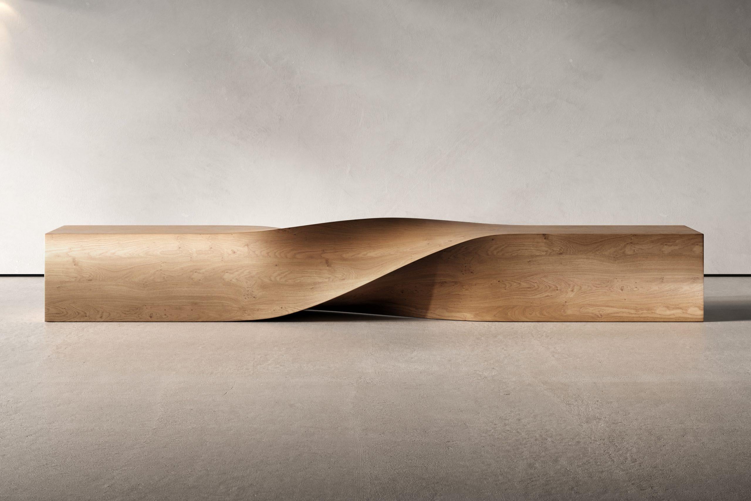 Post-Modern Soul Sculpture Bench in TOTEM Wood Large by Veronica Mar For Sale