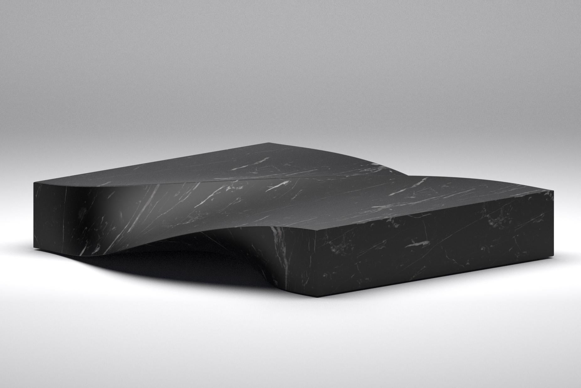 Soul sculpture black coffee table by Veronica Mar
Dimensions: D150 x W80 x H30 cm.
Materials: marble green/white Macael.

Soul sculpture coffee table is available in from 1,5 meters up to 3 meters long. 

Inspired by the spiral movement can be
