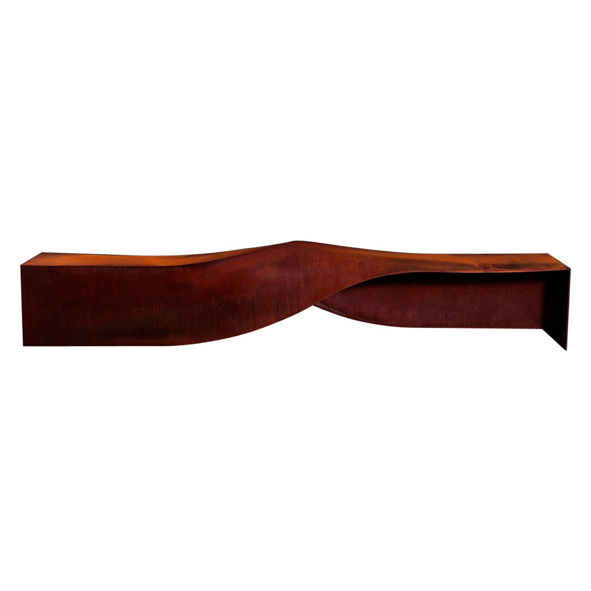 Soul Sculpture COR-Ten Steel Bench Large by Veronica Mar For Sale