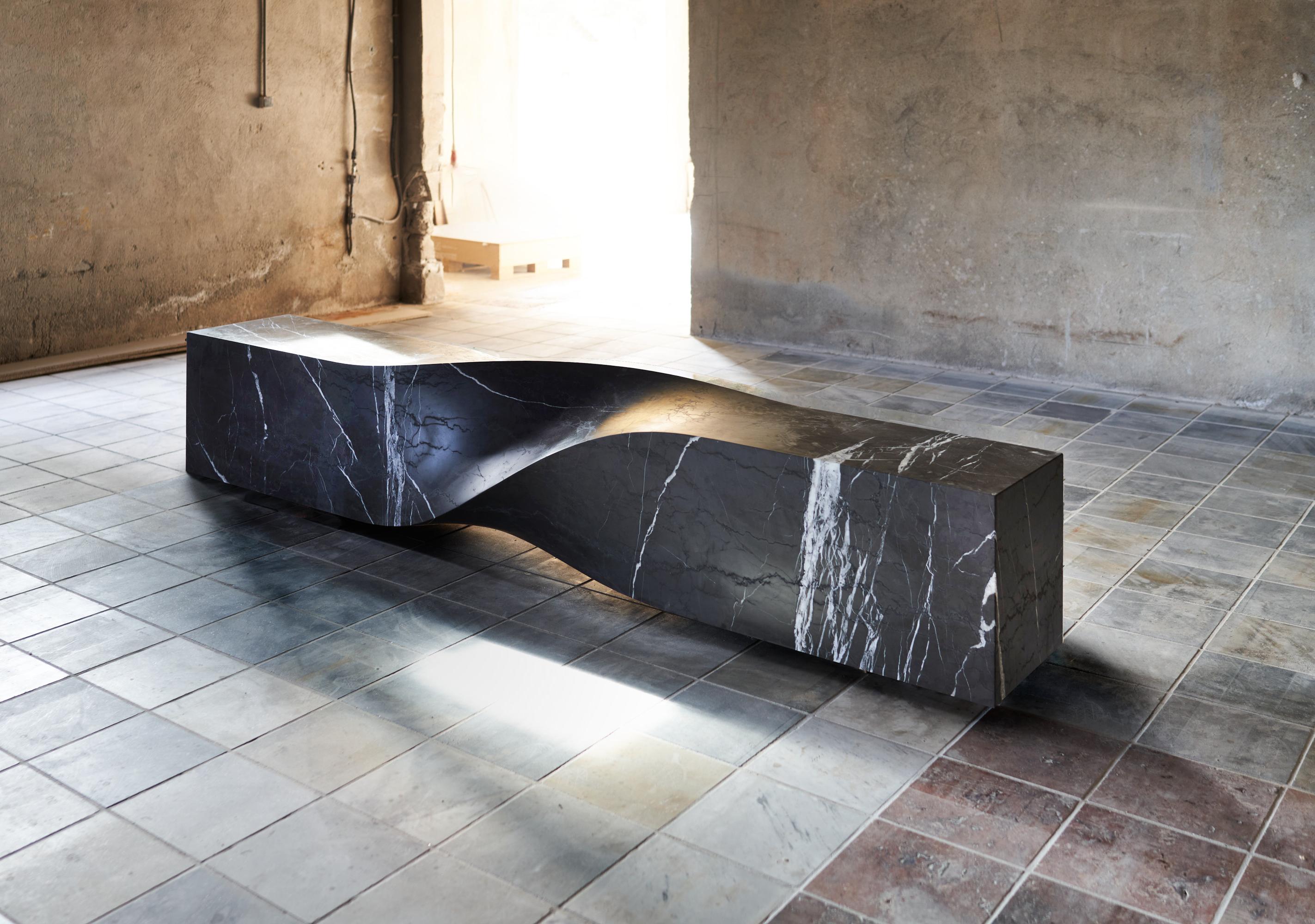 Spanish Soul Sculpture Marble Bench by Veronica Mar For Sale