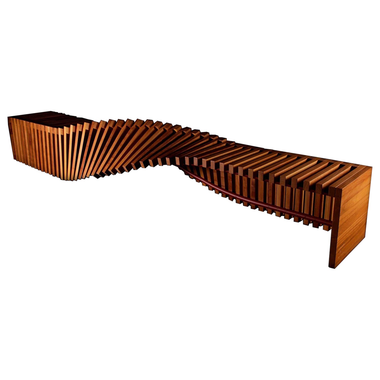 Soul Sculpture Wood Bench Large by Veronica Mar For Sale