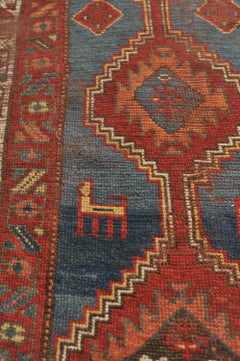 Soulful Nomadic Antique Kurdish Runner with Mystical Animals
