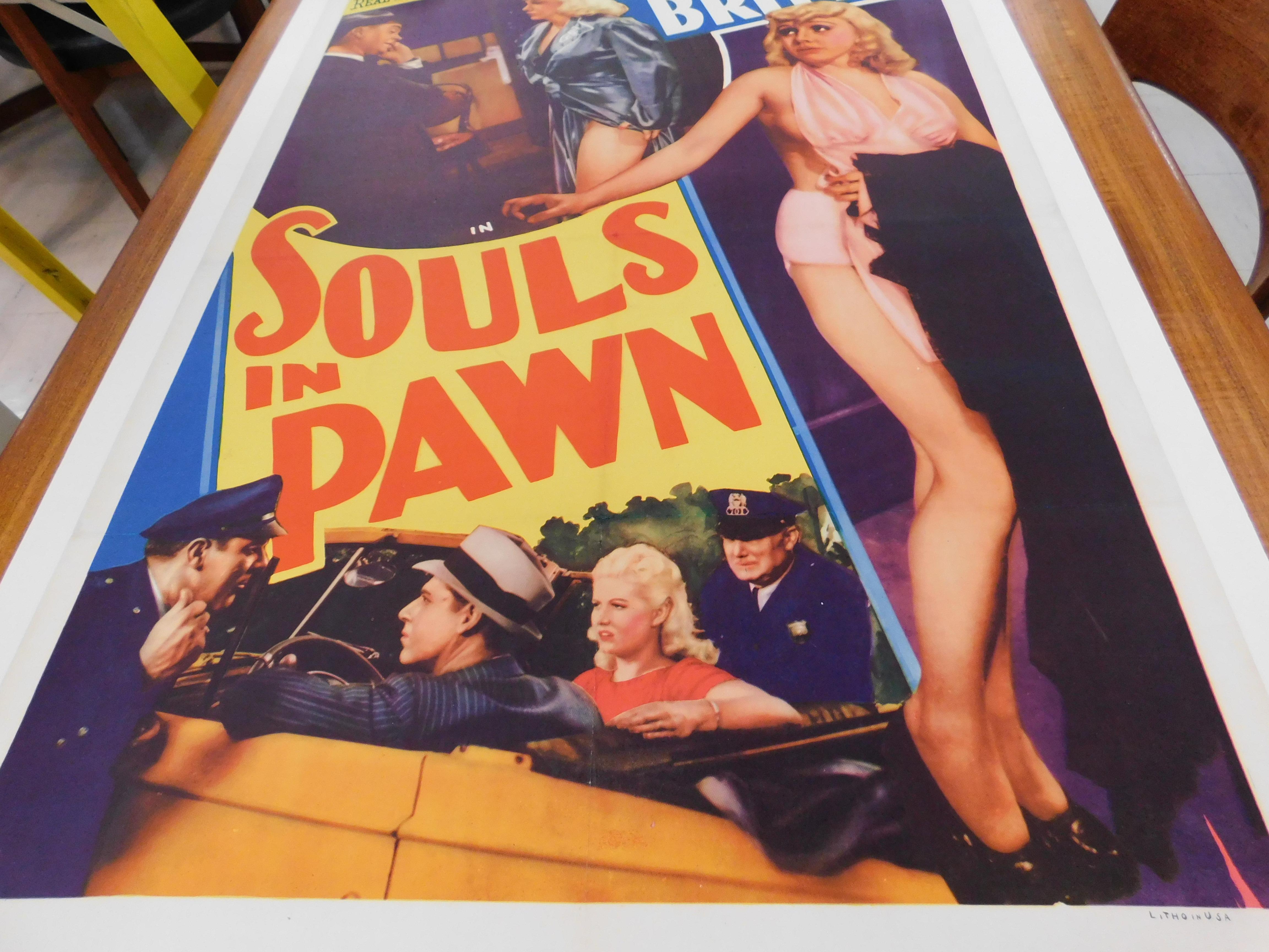 20th Century Souls in Pawn 1940 Original Linen Backed Theatrical Poster Burlesque One-Sheet For Sale