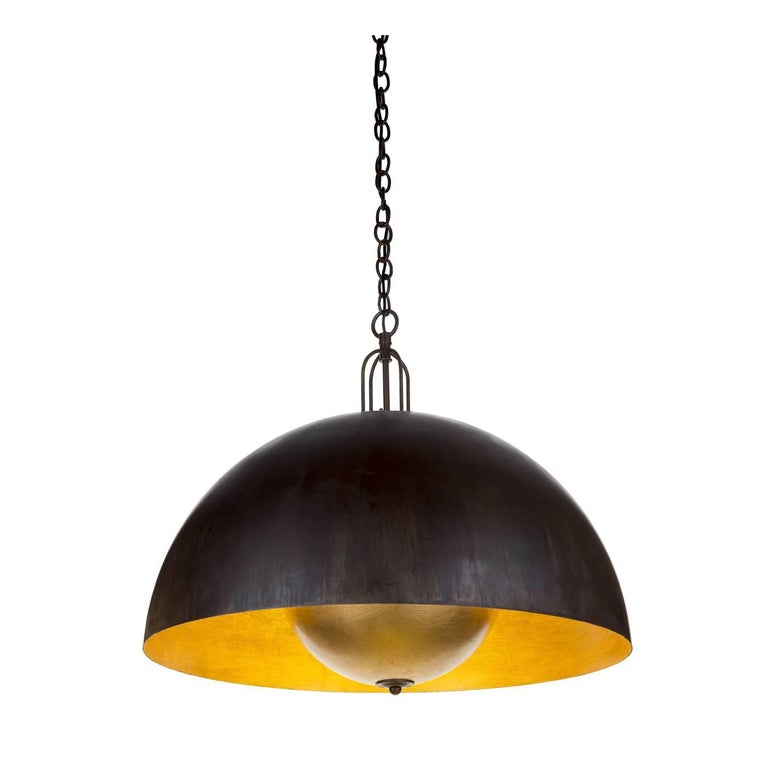 Soundlight 1 Large Ceiling Lamp with Gold Leaf For Sale