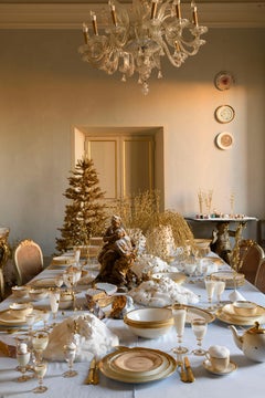 Soup Coupe Plate White Enamel Gold Hand Painted Porcelain Made in Italy