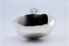 Soup ladle in guilloche silver on the handle with palm surrounding monogram card