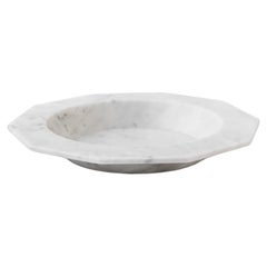Handmade Soup Plate in Satin White Carrara Marble