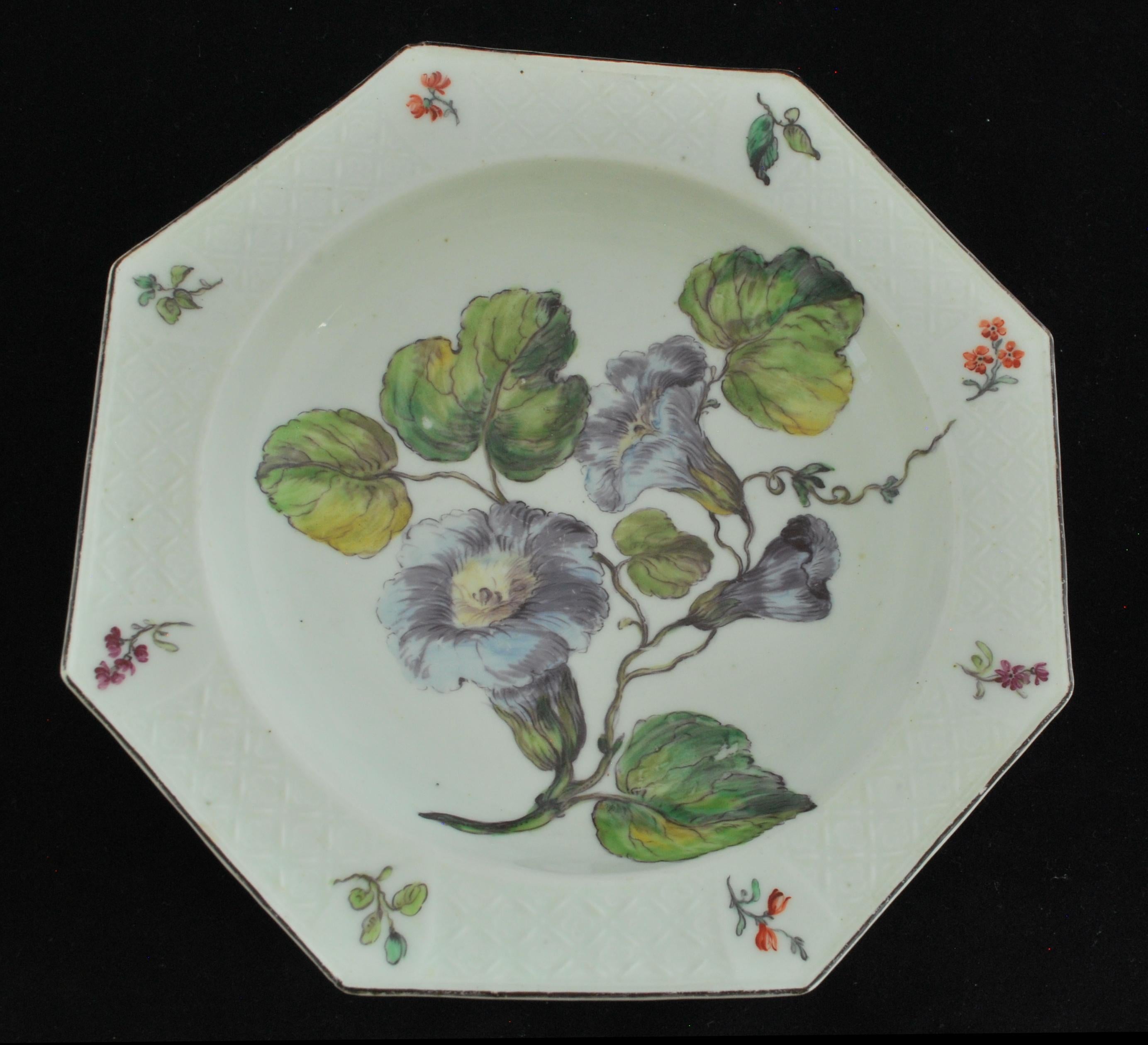Rococo Soup Plate with Hans Sloane Type Painting, Chelsea, circa 1755 For Sale