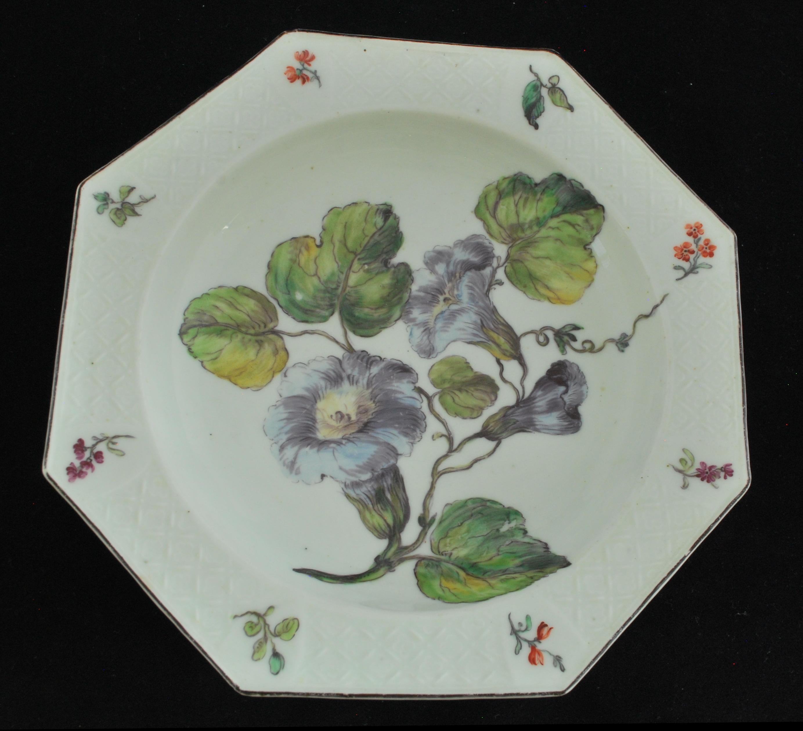 Plato hondo con pintura tipo Hans Sloane, Chelsea, hacia 1755 Rococó en venta