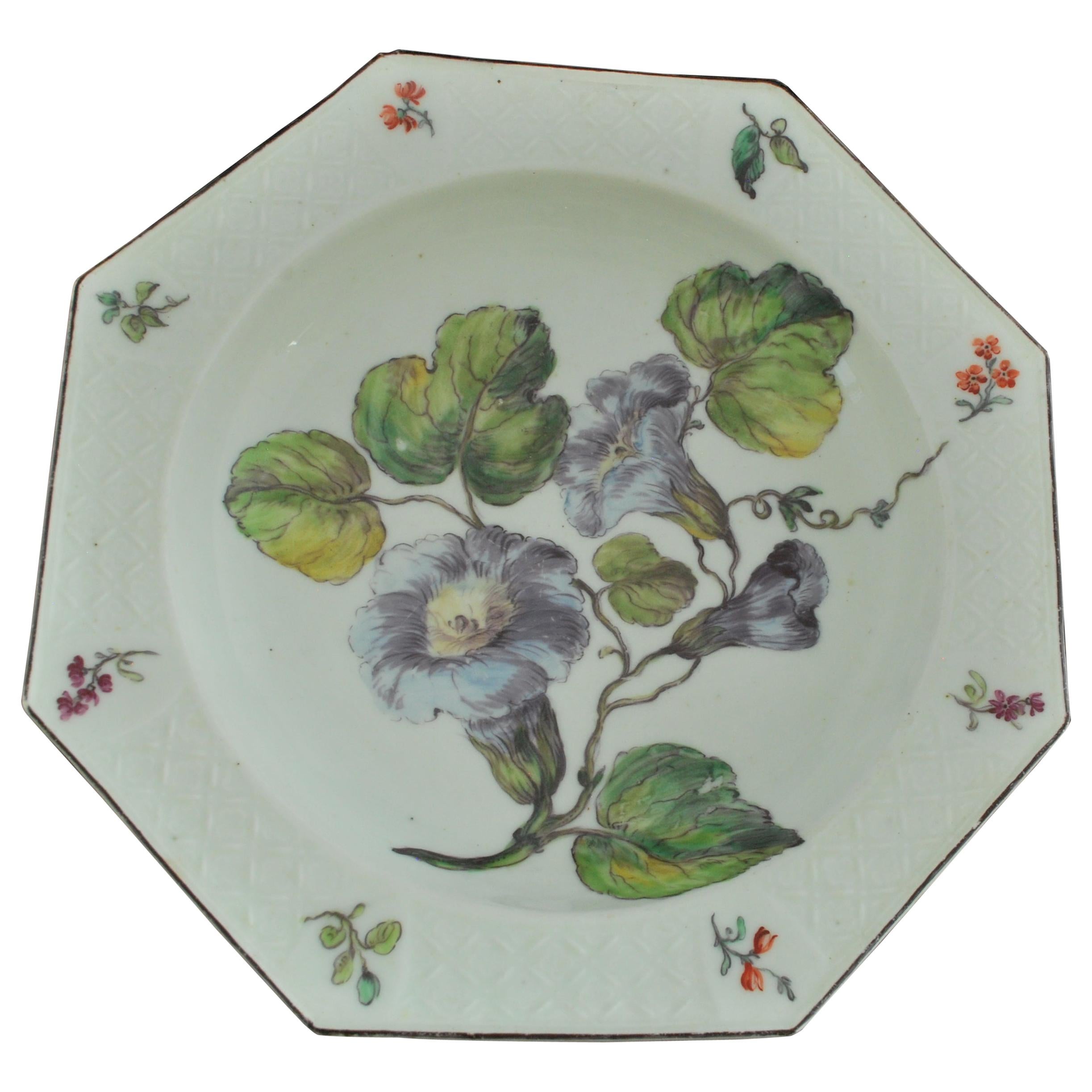 Soup Plate with Hans Sloane Type Painting, Chelsea, circa 1755 For Sale