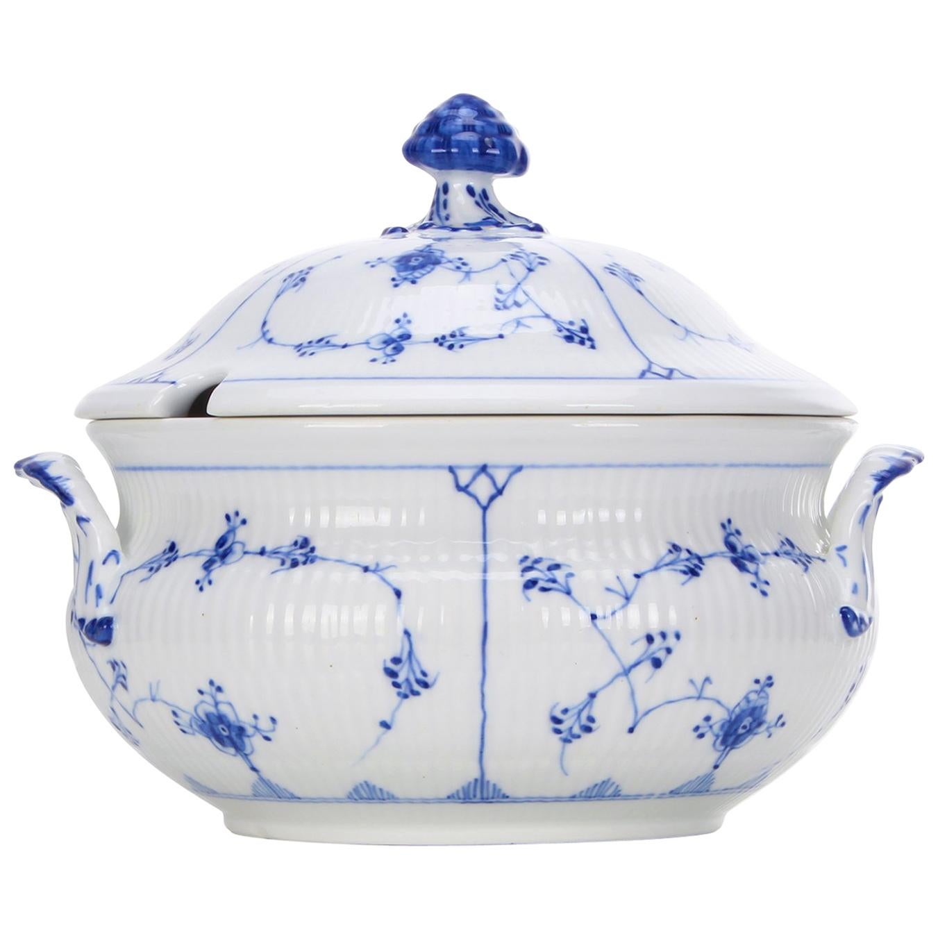 Soup Tureen by Royal Copenhagen Vintage Danish Blue Fluted Plain Porcelain