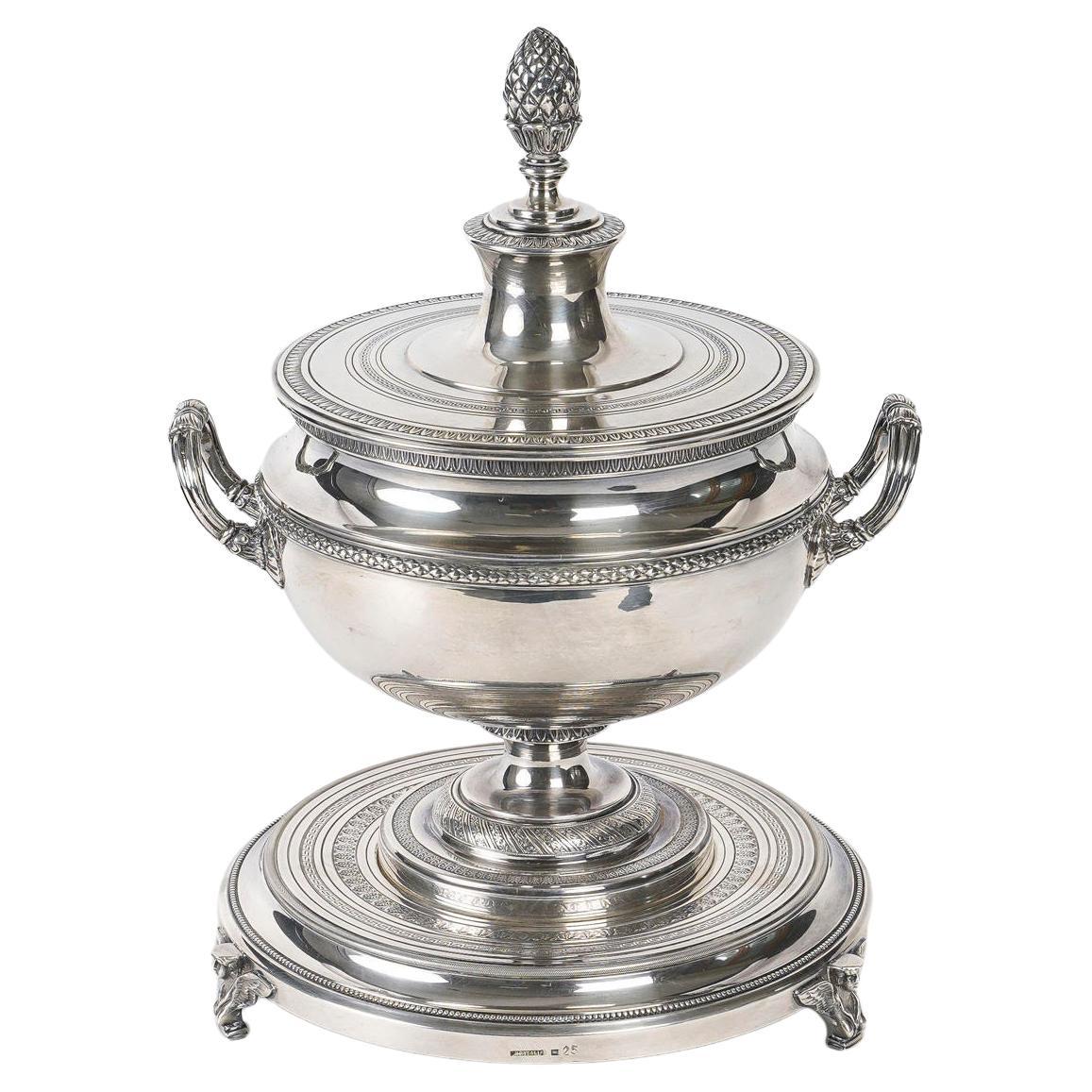 Soup Tureen or Centrepiece from the House of CHRYSALIA Goldsmith, Napoleon III. For Sale