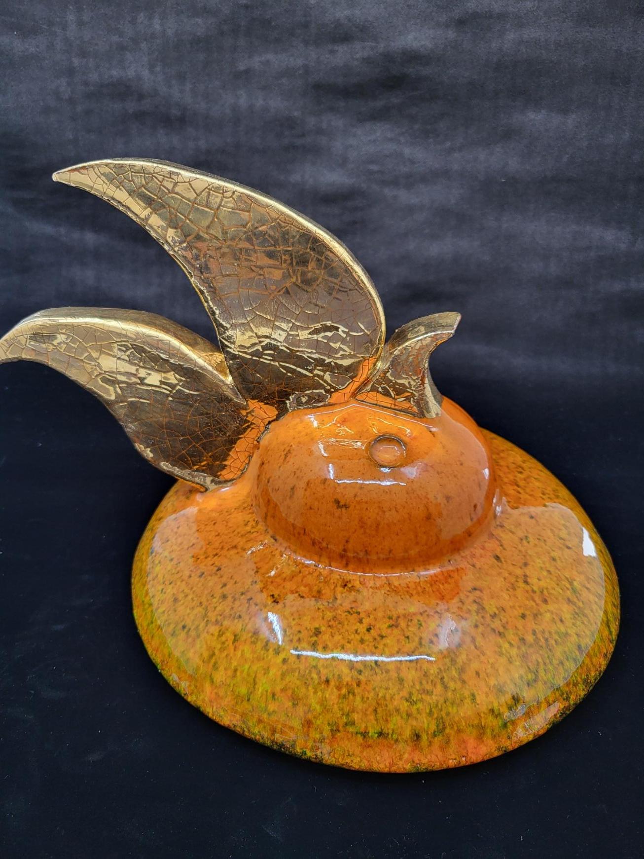 Soupière zoomorphe Gérard Crociani  en céramique et or Francaise French Riviera For Sale 4