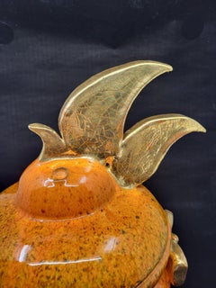 Soupière zoomorphe Gérard Crociani  en céramique et or Francaise Costa Azul